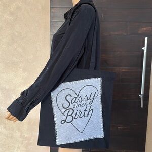 Canvas (Sassy since Birth) Tote Bag- Cream, Size 15x16